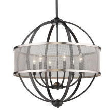 Golden 3167-6 BLK-PW - Golden Lighting Colson 6-light Chandelier in Matte Black and Pewter shade